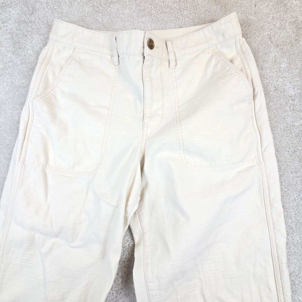 J Crew Cotton Camp Pant Off White Straight Leg Utility Trousers BJ493 Size 10
